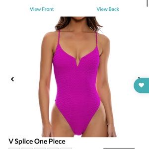 Deep V One Piece with lace up back design - new - Luli Fama Miami